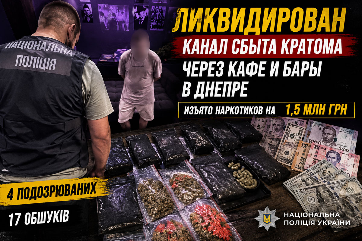 В Днепре ликвидировали канал сбыта кратома через кафе и бары: изъято наркотиков на 1,5 млн гривен В Днепре ликвидировали канал сбыта кратома через кафе и бары: изъято наркотиков на 1,5 млн гривен