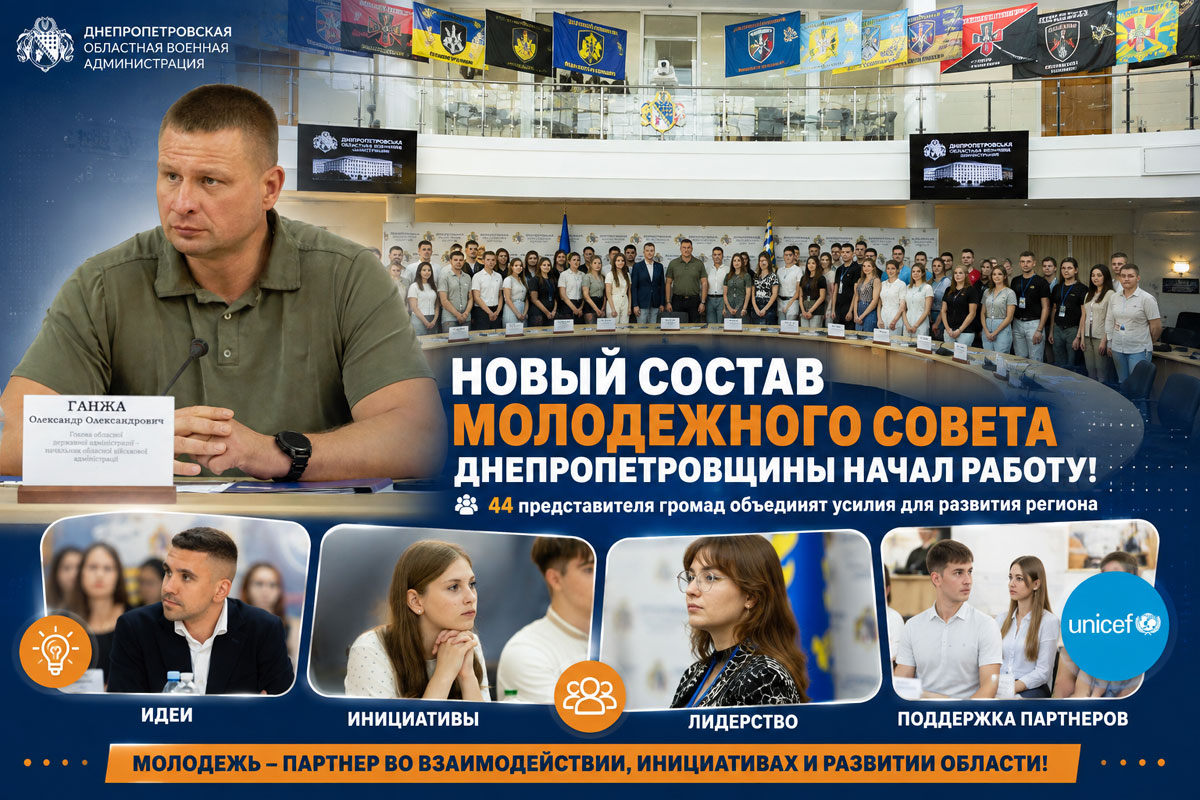 На Днепропетровщине начал работу новый состав Молодежного совета: 44 представителя громад объединят усилия для развития региона На Днепропетровщине начал работу новый состав Молодежного совета: 44 представителя громад объединят усилия для развития региона