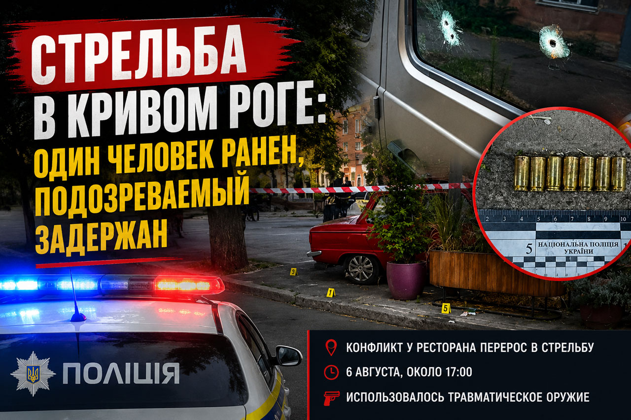 Кривой Рог: стрельба после конфликта у ресторана. Один человек ранен, подозреваемый задержан Кривой Рог: стрельба после конфликта у ресторана. Один человек ранен, подозреваемый задержан