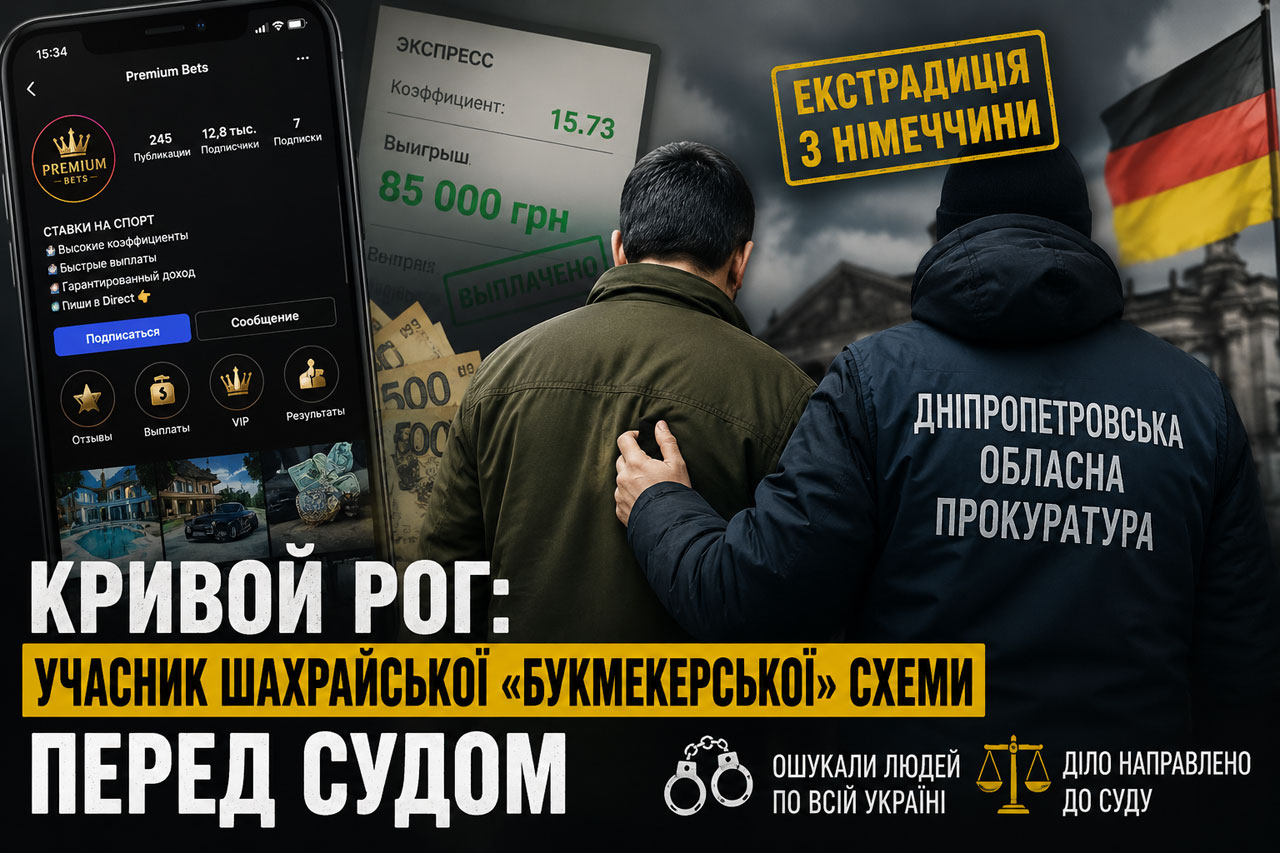 Из Германии в Украину экстрадировали участника мошеннической «букмекерской» схемы из Кривого Рога: дело дошло до суда Из Германии в Украину экстрадировали участника мошеннической «букмекерской» схемы из Кривого Рога: дело дошло до суда