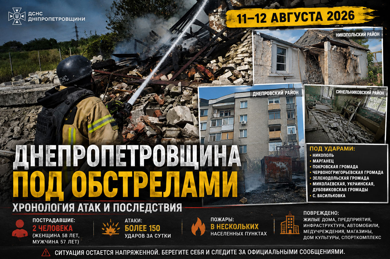 Обстрелы Днепропетровской области 11–12 августа: хронология атак, пострадавшие и последствия Обстрелы Днепропетровской области 11–12 августа: хронология атак, пострадавшие и последствия