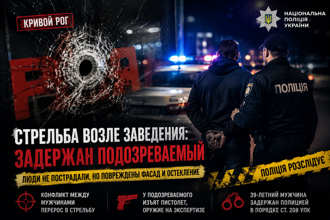 Стрельба возле заведения в Кривом Роге: полиция задержала 39-летнего мужчину Стрельба возле заведения в Кривом Роге: полиция задержала 39-летнего мужчину