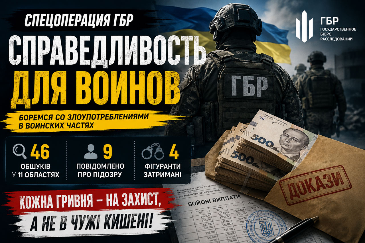 ГБР проводит спецоперацию «Справедливость для воинов»: в Днепре проверяют выплаты более чем на 11 млн гривен ГБР проводит спецоперацию «Справедливость для воинов»: в Днепре проверяют выплаты более чем на 11 млн гривен
