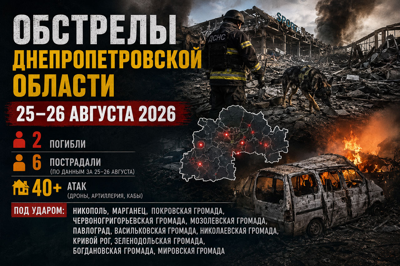 Обстрелы Днепропетровской области 25–26 августа: более 40 атак, погибшие и пострадавшие, разрушения в четырех районах области Обстрелы Днепропетровской области 25–26 августа: более 40 атак, погибшие и пострадавшие, разрушения в четырех районах области