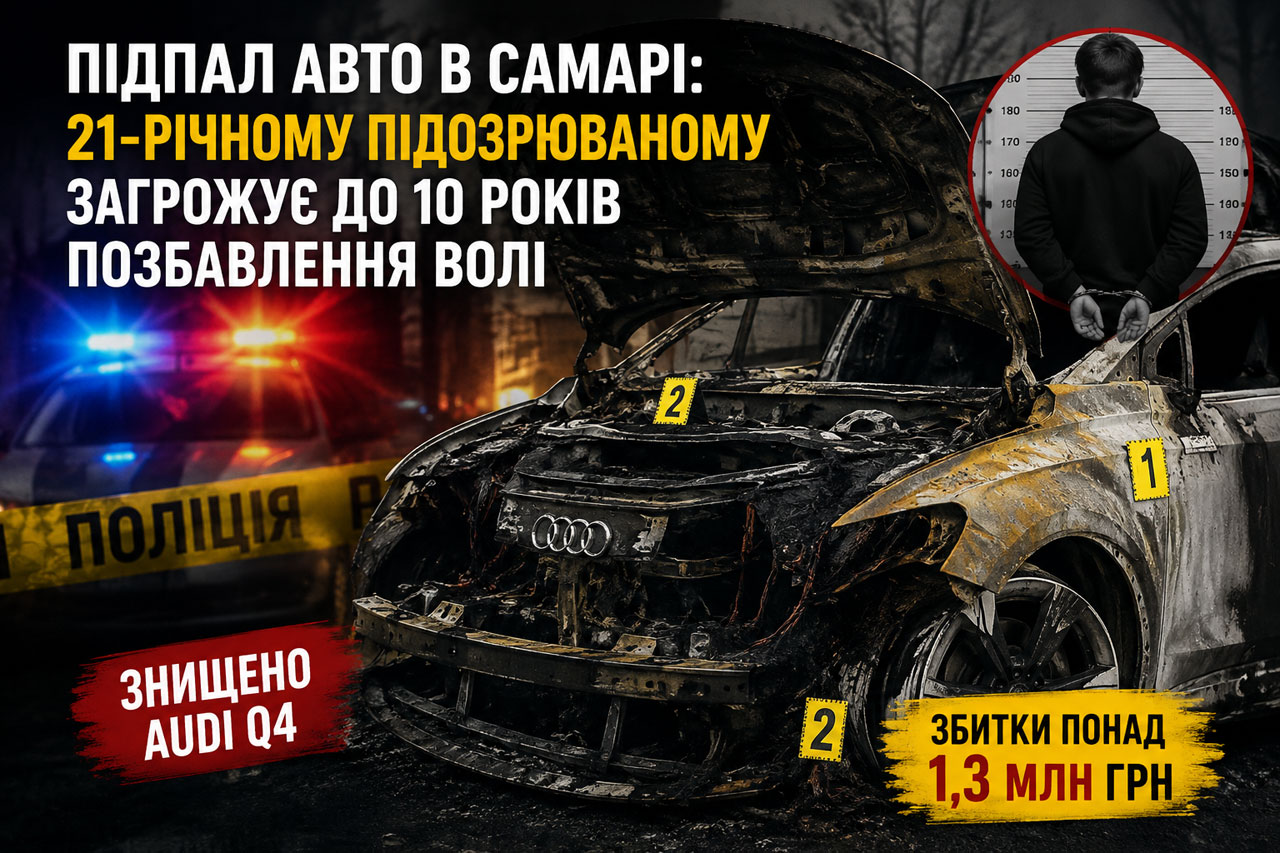 В Самаре 21-летнему мужчине сообщили о подозрении в поджоге Audi Q4: ущерб превысил 1,3 миллиона гривен В Самаре 21-летнему мужчине сообщили о подозрении в поджоге Audi Q4: ущерб превысил 1,3 миллиона гривен