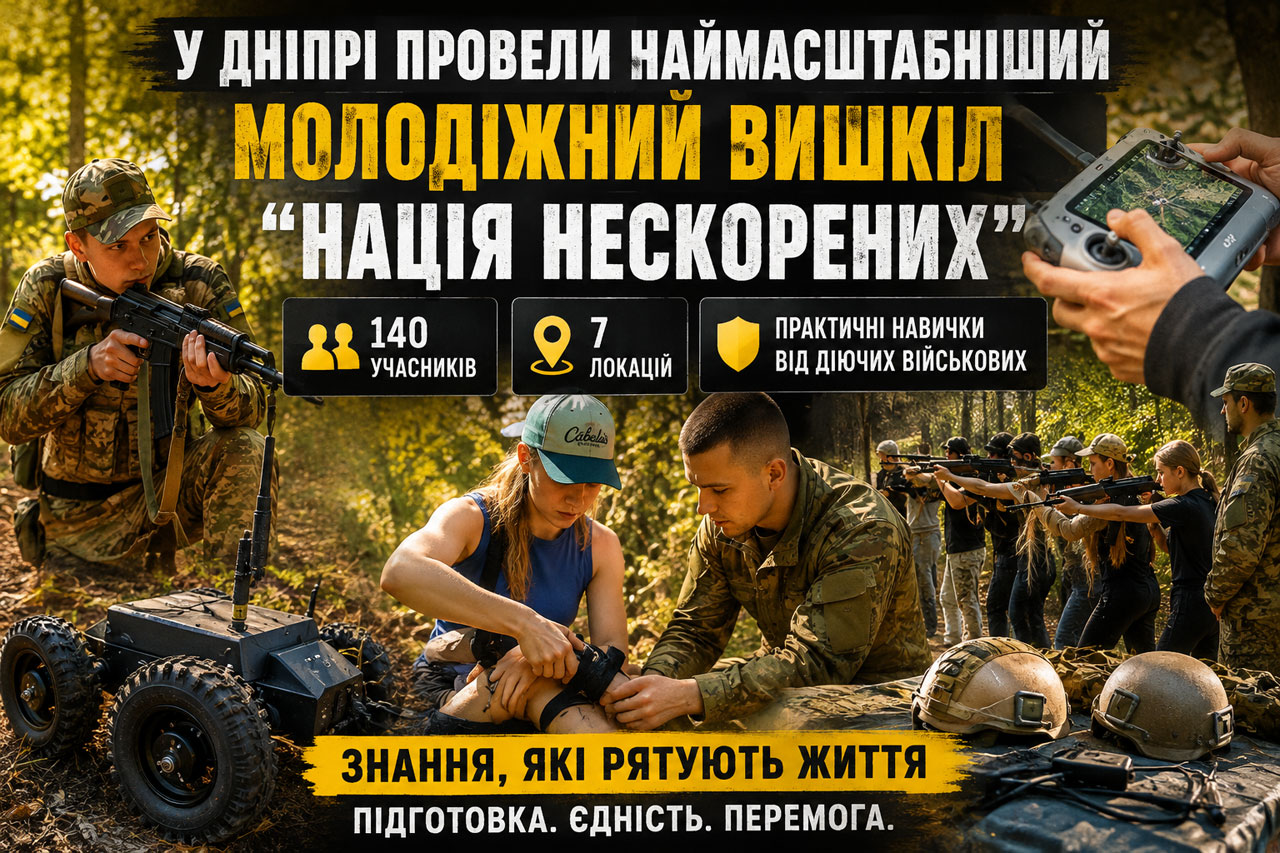 В Днепре прошёл крупнейший молодёжный военный тренинг «Нация непокорённых»: 140 участников освоили навыки, которые спасают жизни В Днепре прошёл крупнейший молодёжный военный тренинг «Нация непокорённых»: 140 участников освоили навыки, которые спасают жизни