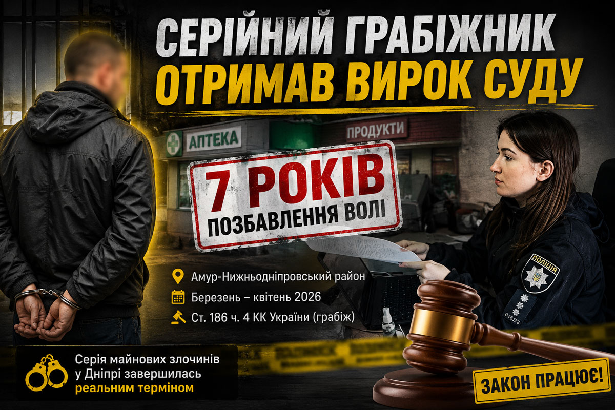 В Днепре серийного грабителя магазинов и аптек приговорили к семи годам лишения свободы В Днепре серийного грабителя магазинов и аптек приговорили к семи годам лишения свободы