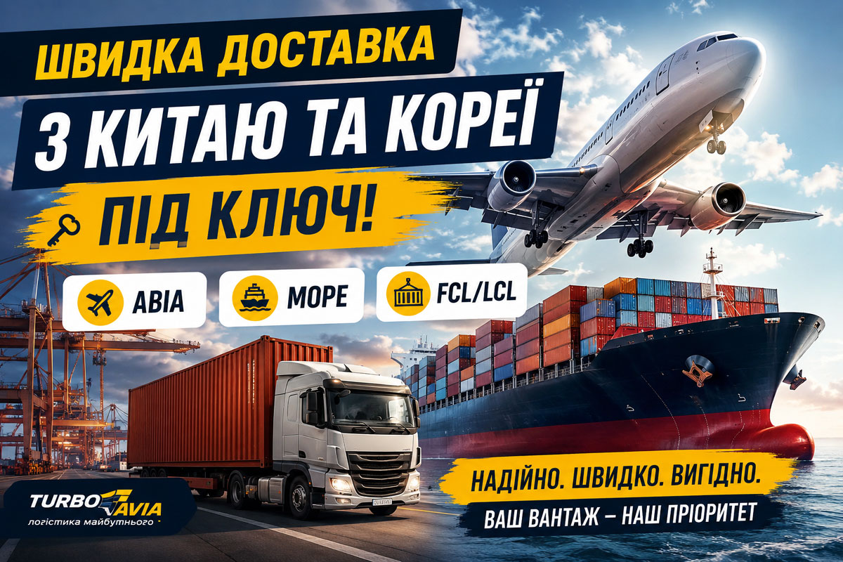 Швидка доставка з Китаю та Кореї під ключ: авіа, море, FCL і LCL перевезення з Turboavia Швидка доставка з Китаю та Кореї під ключ: авіа, море, FCL і LCL перевезення з Turboavia