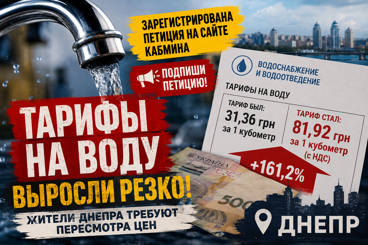 В Украине зарегистрировали петицию против резкого повышения тарифов на воду: жители Днепра требуют пересмотра стоимости услуг В Украине зарегистрировали петицию против резкого повышения тарифов на воду: жители Днепра требуют пересмотра стоимости услуг