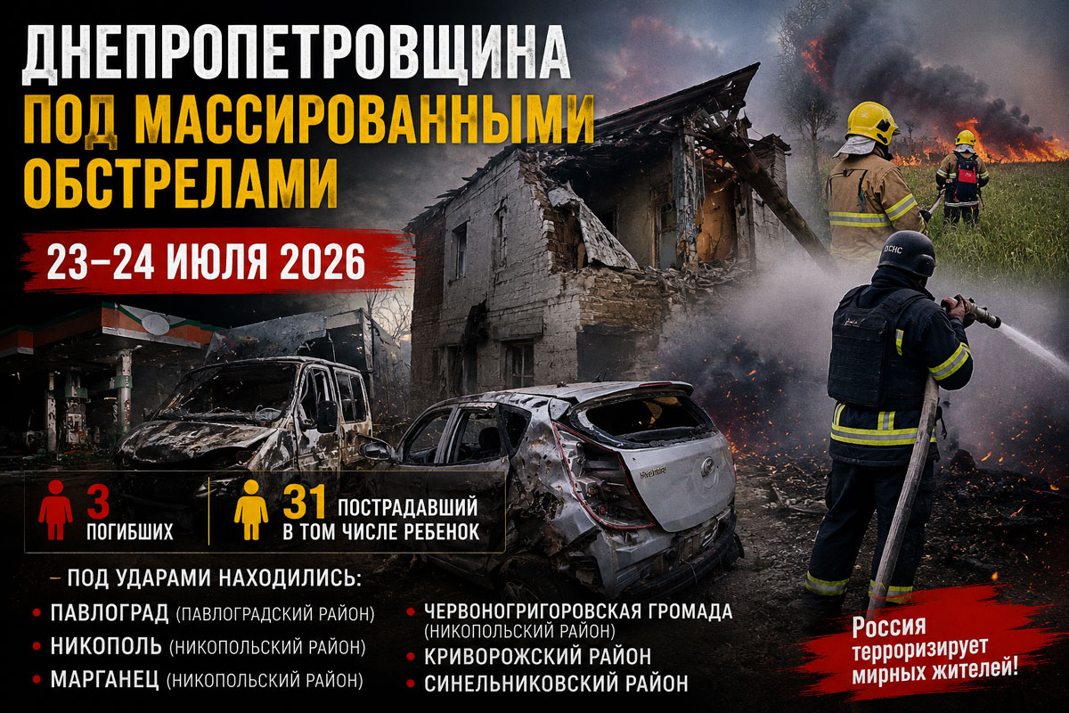 Обстрелы Днепропетровской области за сутки: полная хронология атак 23–24 июля 2026 года, последствия ударов и ситуация в районах Обстрелы Днепропетровской области за сутки: полная хронология атак 23–24 июля 2026 года, последствия ударов и ситуация в районах