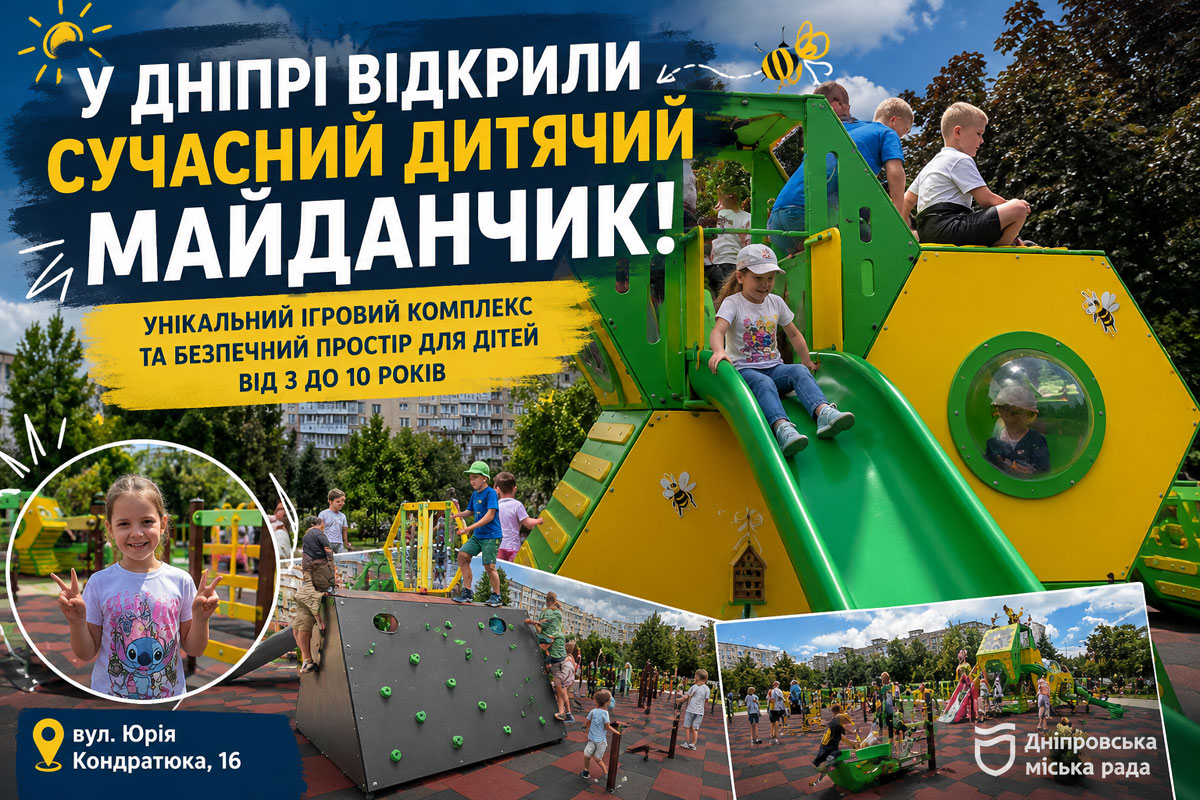В Днепре открыли обновленную детскую площадку с уникальным игровым комплексом, которого больше нет в городе В Днепре открыли обновленную детскую площадку с уникальным игровым комплексом, которого больше нет в городе