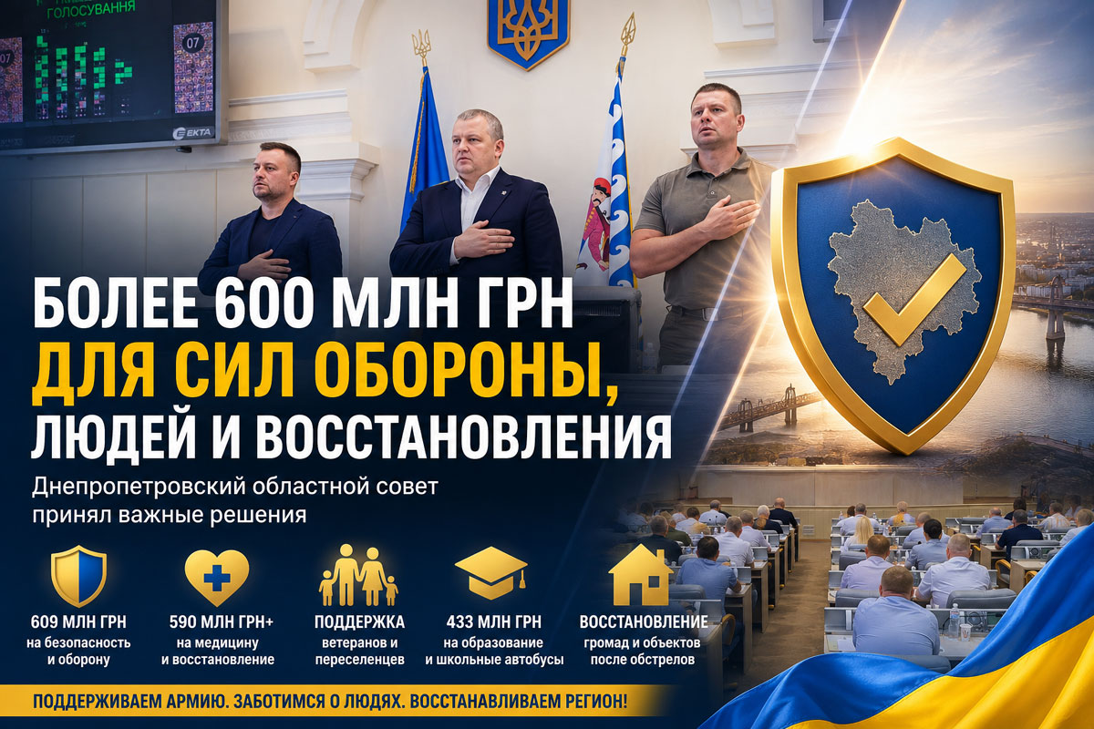 Днепропетровщина направит более 600 миллионов гривен на поддержку Сил обороны: облсовет утвердил масштабный пакет решений Днепропетровщина направит более 600 миллионов гривен на поддержку Сил обороны: облсовет утвердил масштабный пакет решений