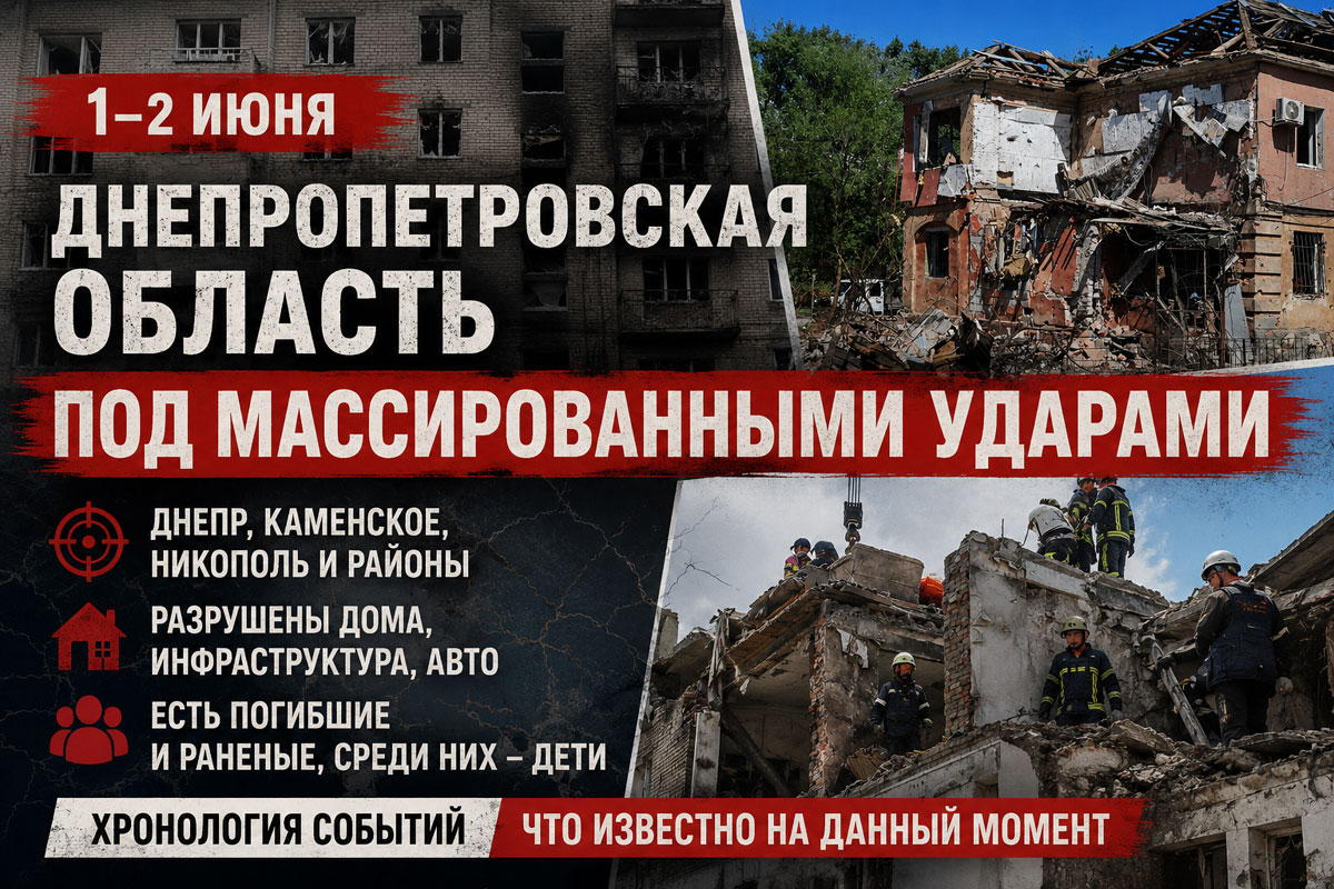 Хронология обстрелов Днепропетровской области за 1–2 июня: массированные атаки, жертвы и новые разрушения Хронология обстрелов Днепропетровской области за 1–2 июня: массированные атаки, жертвы и новые разрушения