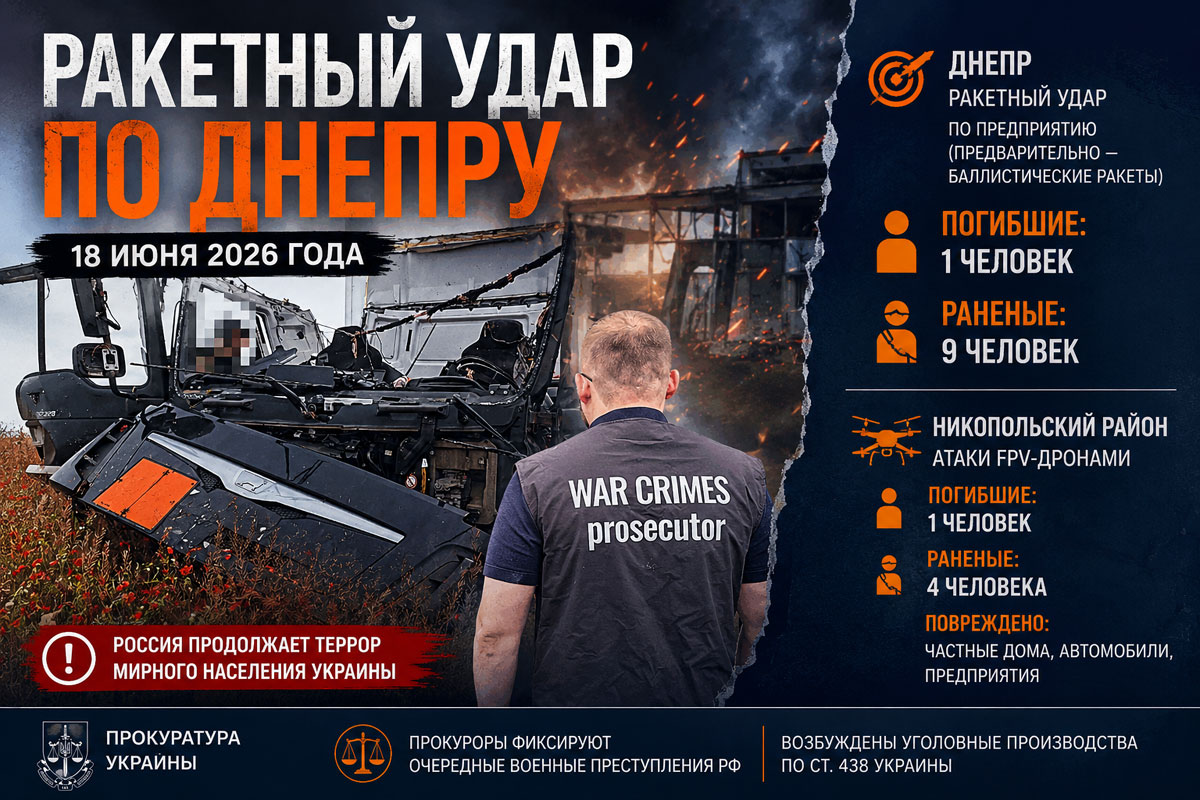 Ракетный удар по Днепру 18 июня 2026 года: есть погибший, ранены люди, повреждено предприятие Ракетный удар по Днепру 18 июня 2026 года: есть погибший, ранены люди, повреждено предприятие