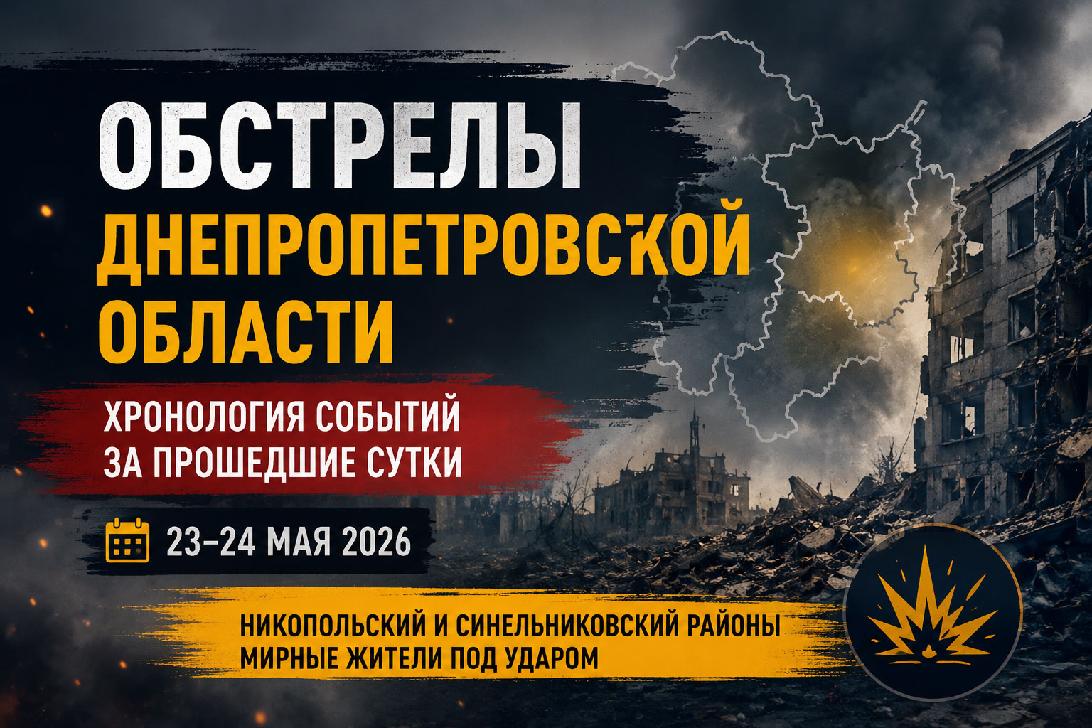 Хроника обстрелов Днепропетровской области за 23–24 мая: погибшие, раненые дети и десятки разрушений Хроника обстрелов Днепропетровской области за 23–24 мая: погибшие, раненые дети и десятки разрушений