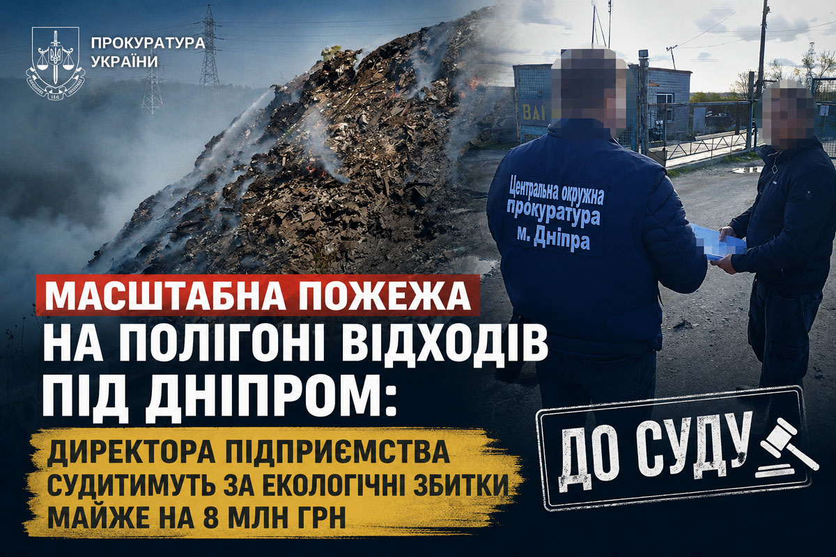 Масштабный пожар на мусорном полигоне под Днепром: директора предприятия будут судить за экологический ущерб почти на 8 миллионов гривен Масштабный пожар на мусорном полигоне под Днепром: директора предприятия будут судить за экологический ущерб почти на 8 миллионов гривен