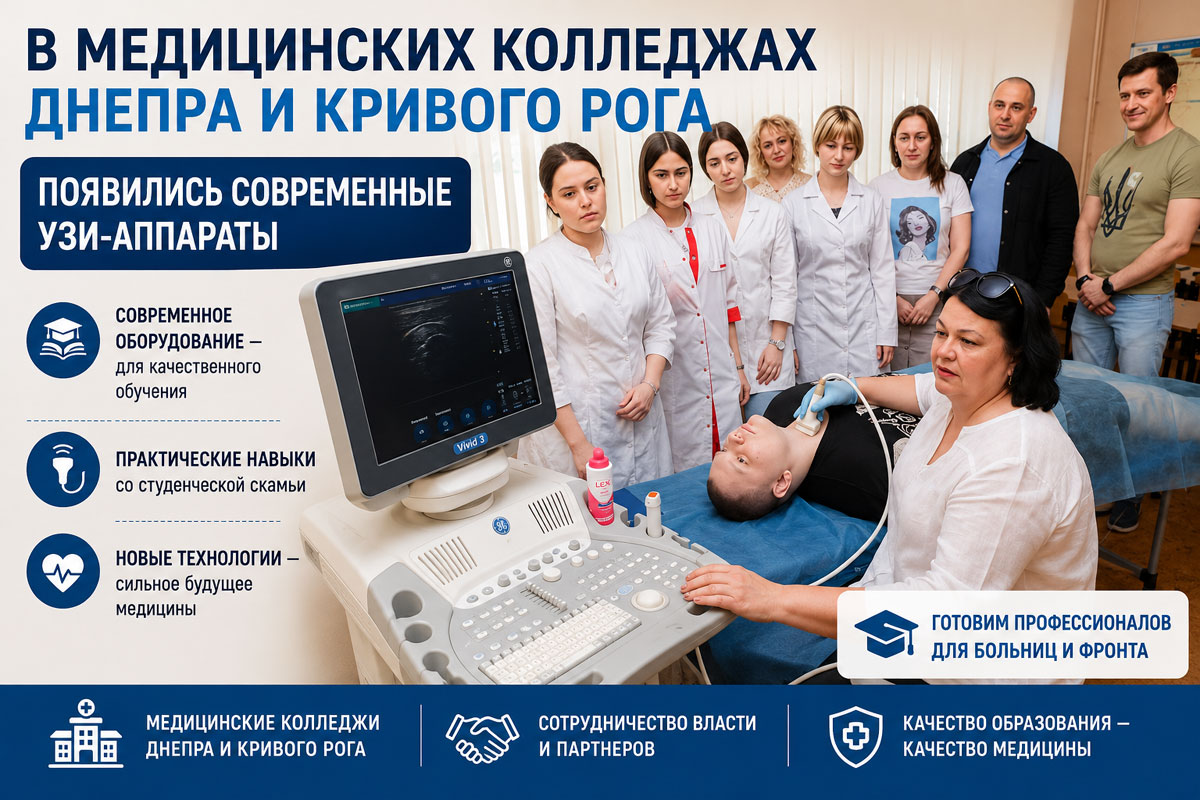 В медицинских колледжах Днепра и Кривого Рога появились современные УЗИ-аппараты: как это изменит подготовку будущих медиков В медицинских колледжах Днепра и Кривого Рога появились современные УЗИ-аппараты: как это изменит подготовку будущих медиков