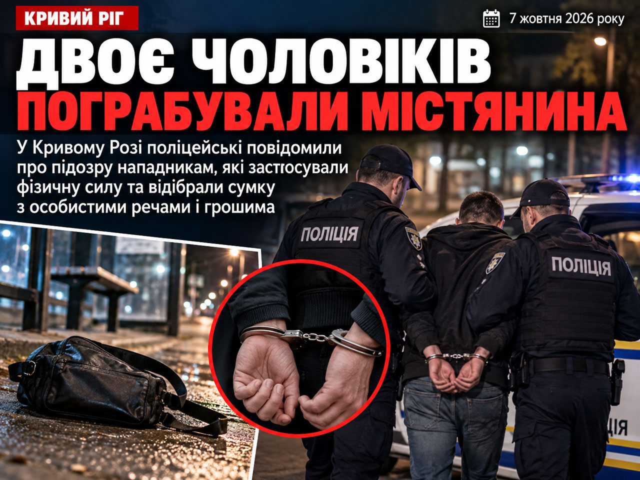 В Кривом Роге двое мужчин избили прохожего и отобрали сумку: подозреваемых взяли под стражу В Кривом Роге двое мужчин избили прохожего и отобрали сумку: подозреваемых взяли под стражу