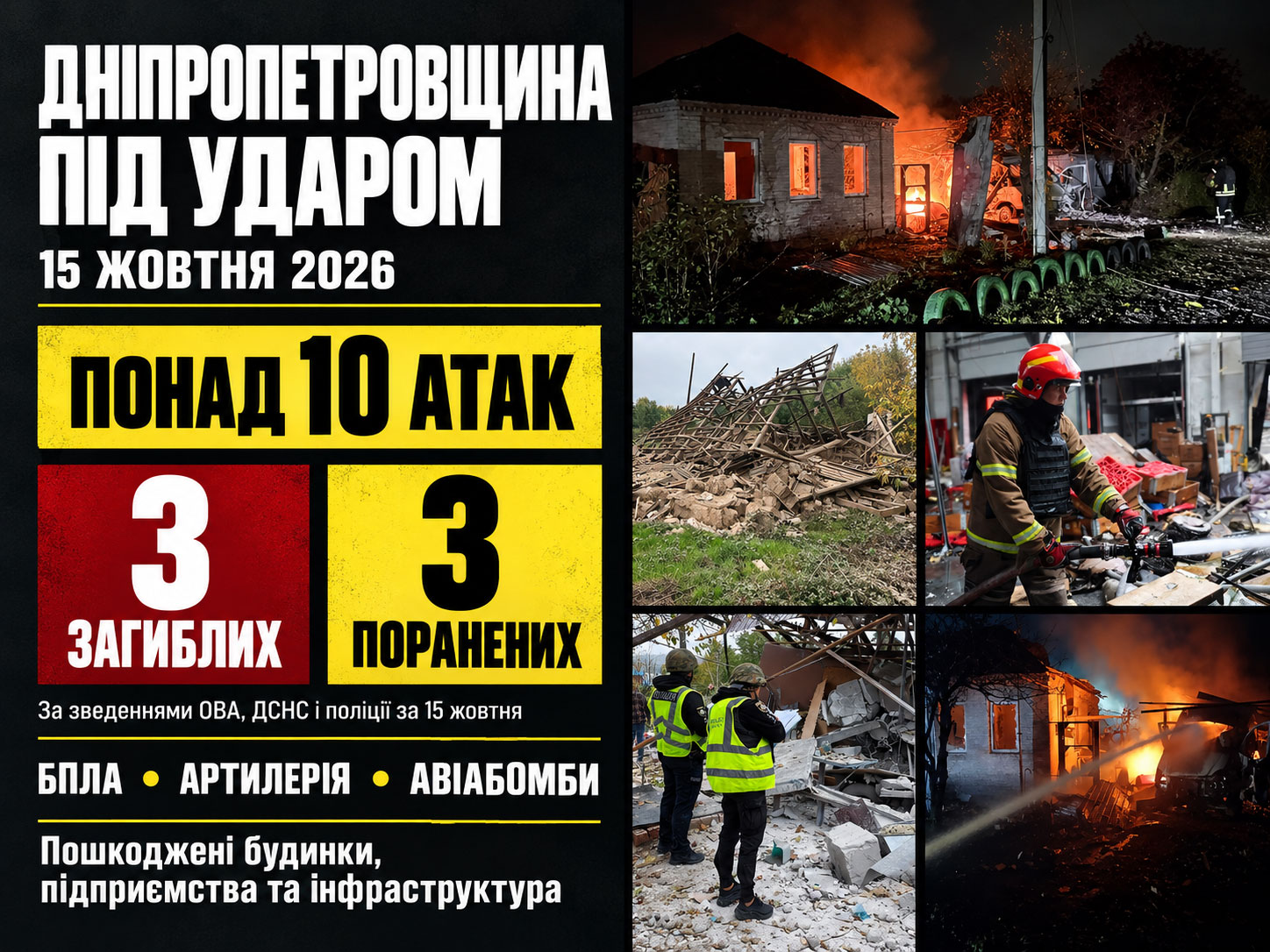 Атаки на Днепропетровщину 15 октября: погибшие, раненые и разрушения Атаки на Днепропетровщину 15 октября: погибшие, раненые и разрушения