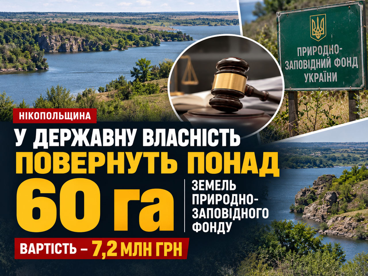 На Никопольщине через суд возвращают государству более 60 гектаров заповедных земель стоимостью 7,2 млн гривен На Никопольщине через суд возвращают государству более 60 гектаров заповедных земель стоимостью 7,2 млн гривен