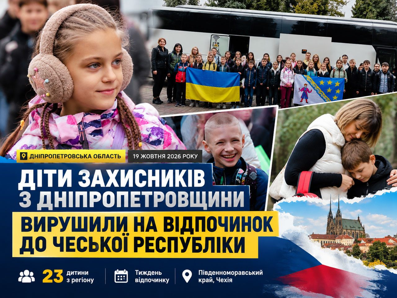 Дети украинских защитников из Днепропетровской области отправились на отдых в Чехию Дети украинских защитников из Днепропетровской области отправились на отдых в Чехию