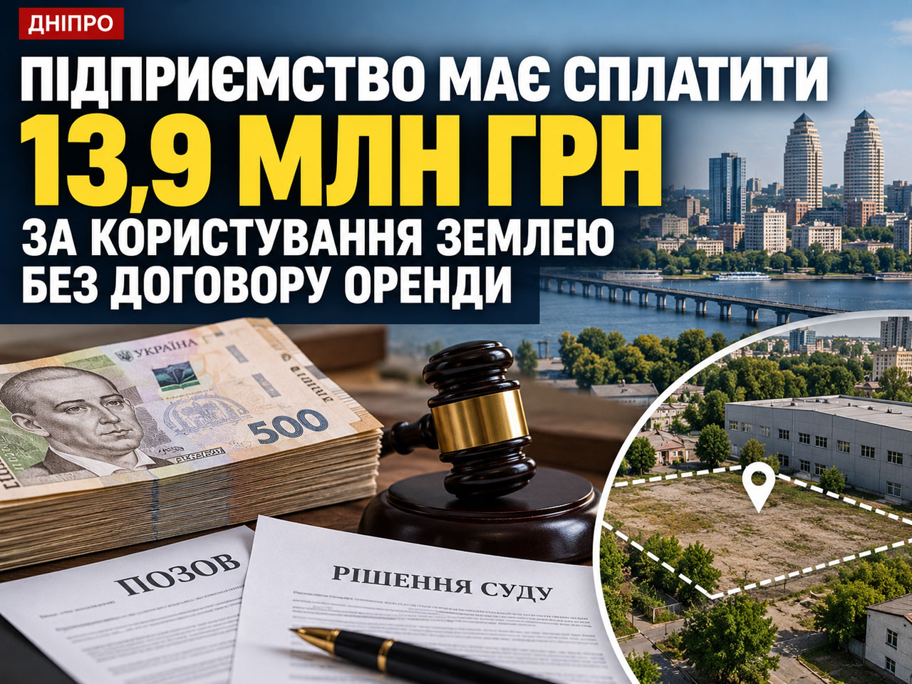 В Днепре предприятие обязали выплатить почти 14 млн грн за пользование землёй без договора аренды В Днепре предприятие обязали выплатить почти 14 млн грн за пользование землёй без договора аренды