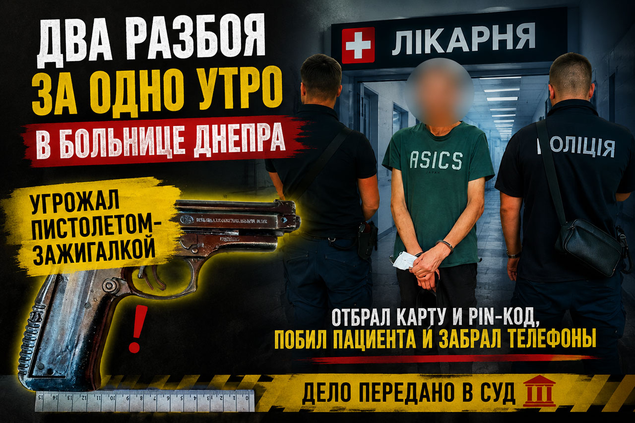 В Днепре мужчина дважды за одно утро ограбил пациентов больницы, угрожая пистолетом В Днепре мужчина дважды за одно утро ограбил пациентов больницы, угрожая пистолетом
