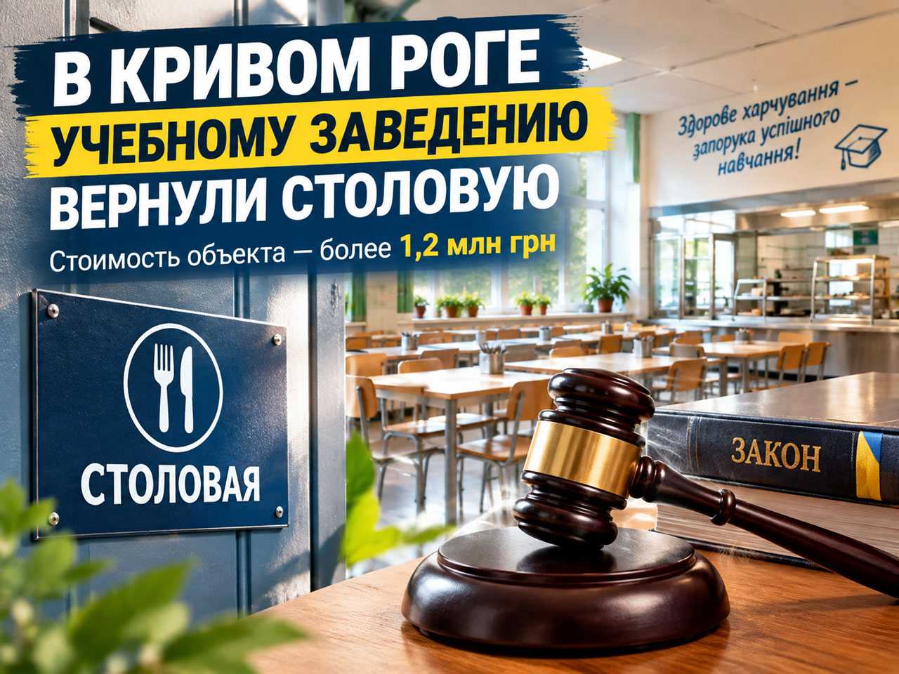 В Кривом Роге учебному заведению вернули столовую стоимостью более 1,2 млн гривен В Кривом Роге учебному заведению вернули столовую стоимостью более 1,2 млн гривен