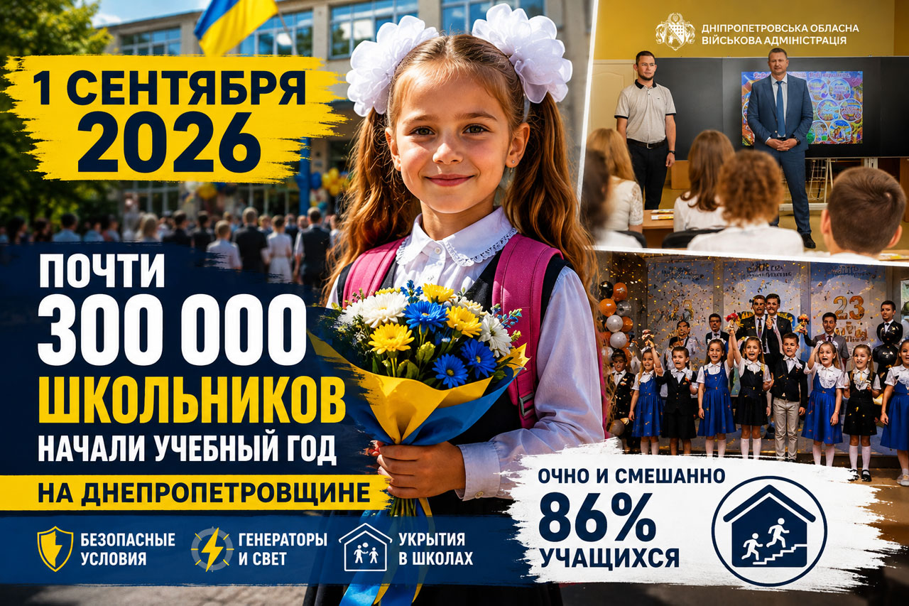 Почти 300 тысяч школьников Днепропетровщины начали новый учебный год: как изменились школы в условиях войны Почти 300 тысяч школьников Днепропетровщины начали новый учебный год: как изменились школы в условиях войны