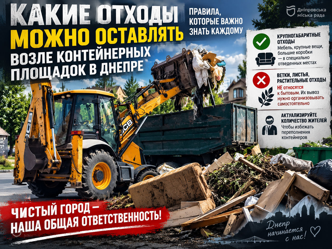 Какие отходы можно оставлять возле контейнерных площадок в Днепре: важные правила для жителей Какие отходы можно оставлять возле контейнерных площадок в Днепре: важные правила для жителей