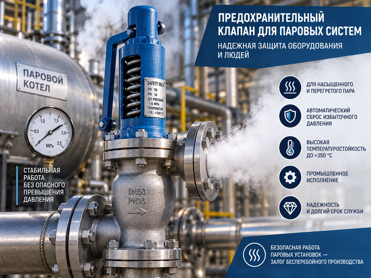 предохранительный клапан для паровой промышленной системы предохранительный клапан для паровой промышленной системы