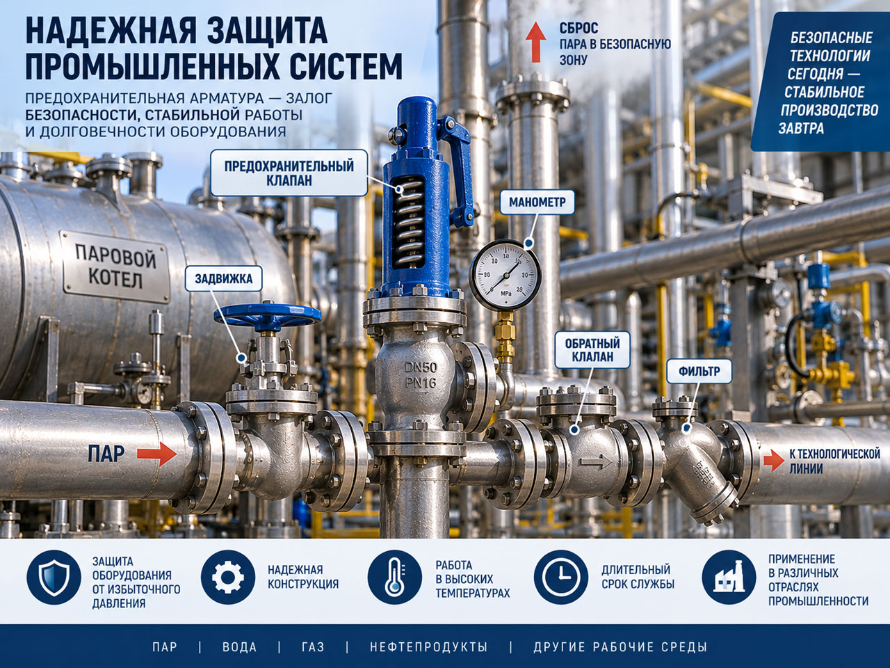 промышленная трубопроводная система с предохранительной арматурой промышленная трубопроводная система с предохранительной арматурой