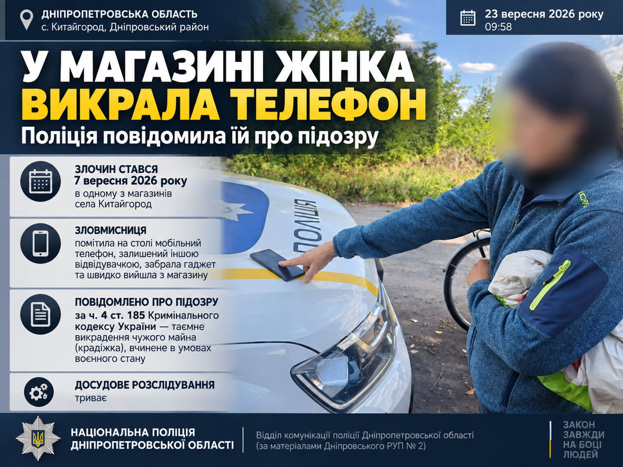В магазине Днепровского района женщина забрала чужой телефон и ушла: полиция сообщила о подозрении В магазине Днепровского района женщина забрала чужой телефон и ушла: полиция сообщила о подозрении